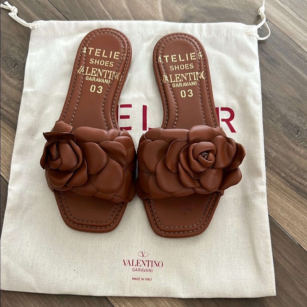 Valentino Garavani Brown Atelier Floral Sandals